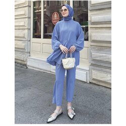 Pilise detaylı pantolonlu takım
