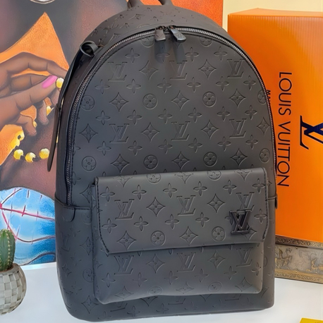 Premium Louis Vuitton Ton Sür Ton Monogram Deri/Suni Deri Backpack (Mat Siyah)