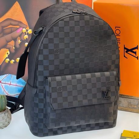 Premium Louis Vuitton Ton Sür Ton Damier Infini Stil Backpack (Mat Siyah)