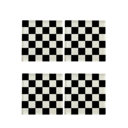 Retro Checkerboard Bardak Altlığı Black and White