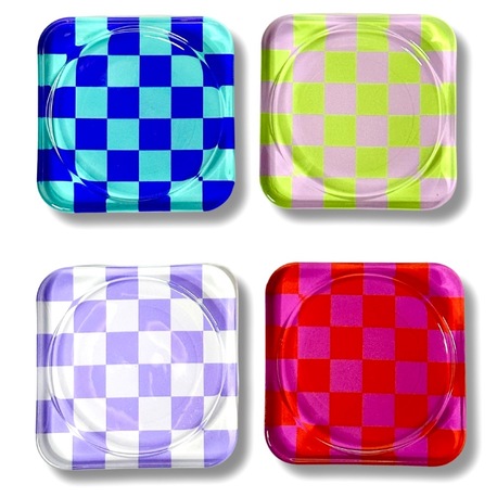 Retro Checkerboard Glass Edition 4'lü Set