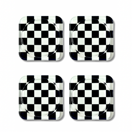 Retro Checkerboard Black&White Glass Edition