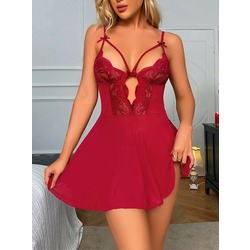 KIRMIZI GÖĞÜS DETAYLI SEKSİ GECELİK,,