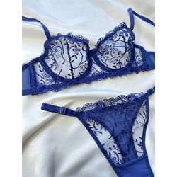 Lacivert dantelli bralet takım (Südyen&Tanga)