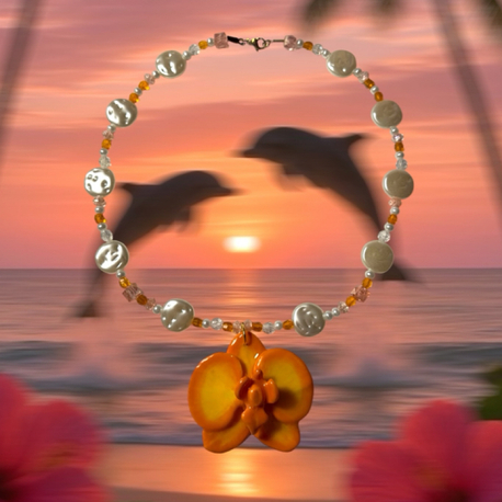 golden tropic orchid el yapımı orkide kolye