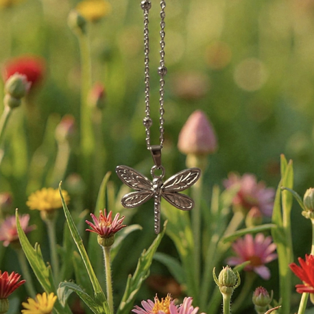 silver çelik dragonfly kolye