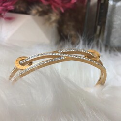 Gold taşlı çelik kelepçe 