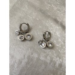 Çelik silver taşlı küpe 