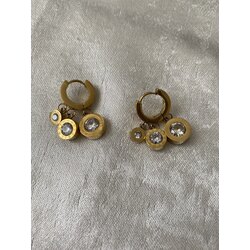 Çelik Gold taşlı küpe 