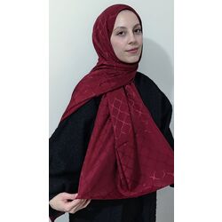 Parlak Desenli Bordo Jakar Şal