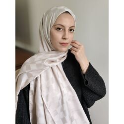 Dama Desen Krem Jakar Şal