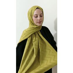 Zikzak Desen Yağ Yeşili Jakar Şal