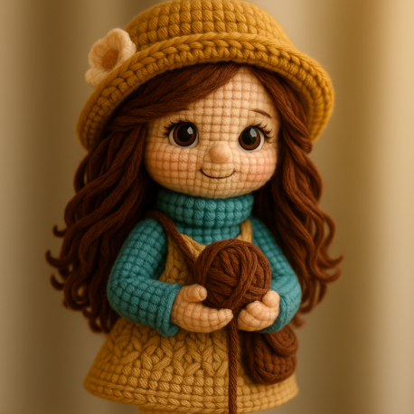 Sarı Şapkalı Amigurumi Kız Bebek – PDF Yapım Kılavuzu (Çok Dilli)