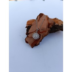 LOTUS ÇİÇEĞİ ZİRKON TAŞLI STRES KOLYESİ ÇELİK GÜMÜŞ RENK