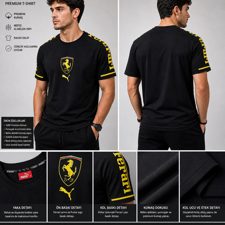 PUMA FERRARİ Baskılı Premium Tişört 