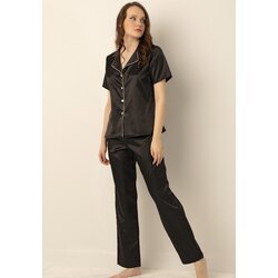Saten pijama takımı siyah