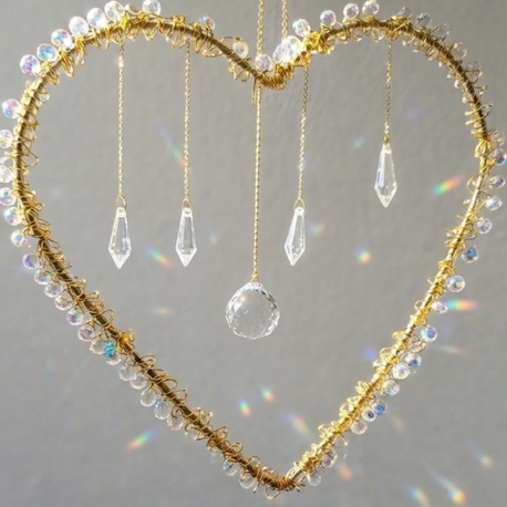 Kalp Formlu Kristal Suncatcher 