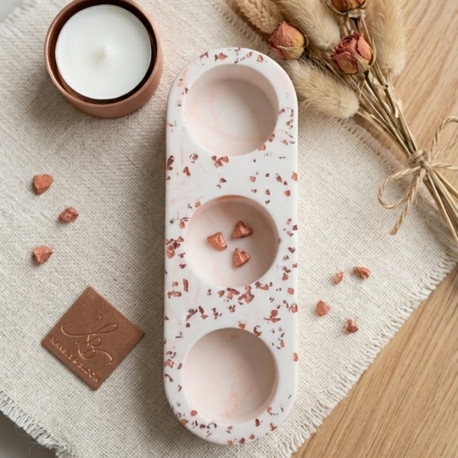 El Yapımı Beton Tealight Mumluk & Cam Detaylı