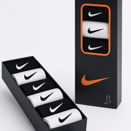 Nike Crew Çorap 6’lı Kutu Siyah-Beyaz 8310