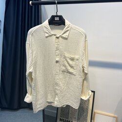 Premium Müslin Keten Oversize Gömlek Krem 8351