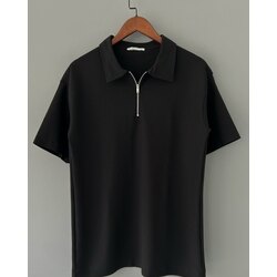 Z. Fermuarlı Polo Yaka T-Shirt Siyah 8403