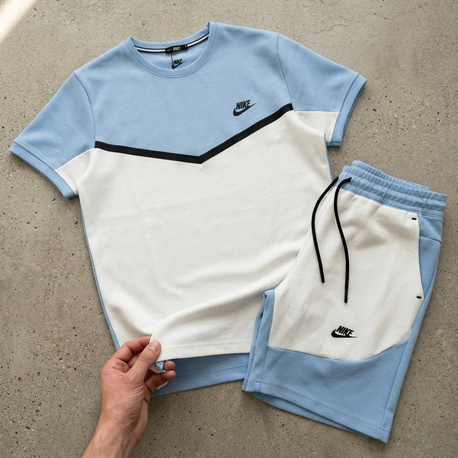 Nike Tech Fleece Şortlu Takım Mavi-Beyaz 8392