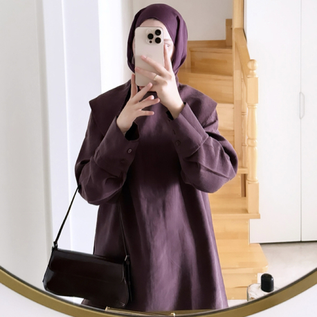 Fular Detaylı Takım Mürdüm