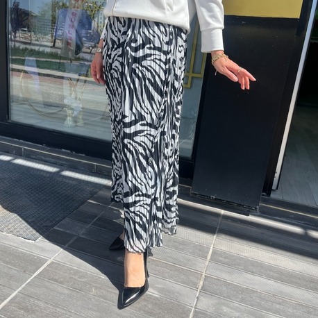 2K GİYİM ZEBRA DESENLİ ŞİFON ETEK