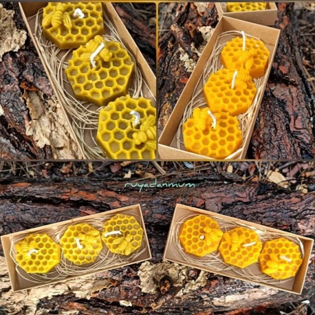 3'lü Arı Tealight Mum