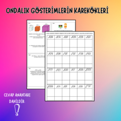 ONDALIK GÖSTERİMLERİN KAREKÖKLERİ/ DEFTER ETKİNLİĞİ