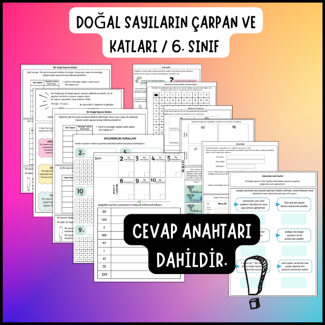 6 SINIF 1. TEMA DEFTER ETKİNLİĞİ / ÇARPANLAR VE KATLAR