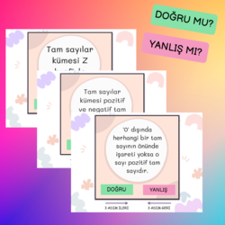 Tam Sayılarla Doğru Yanlış Parkuru / Konu Tekrar Etkinliği