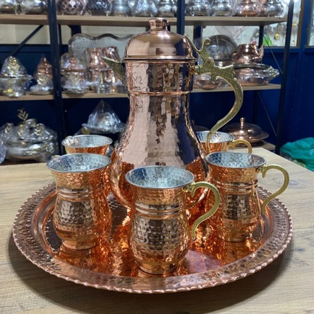 Dövme Bakır Sürahi Takımı 
