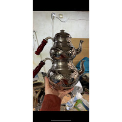 Üzüm Desenli Nikelli Bakır Çaydanlık No:3