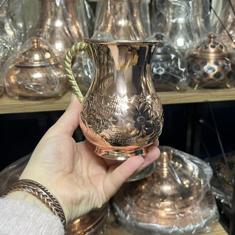 Çiçek Desenli Bakır Bardak