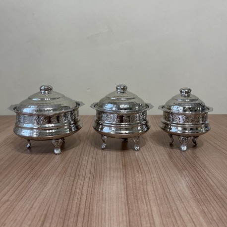 3´lü Gümüş Rengi Bakır Şekerlik 