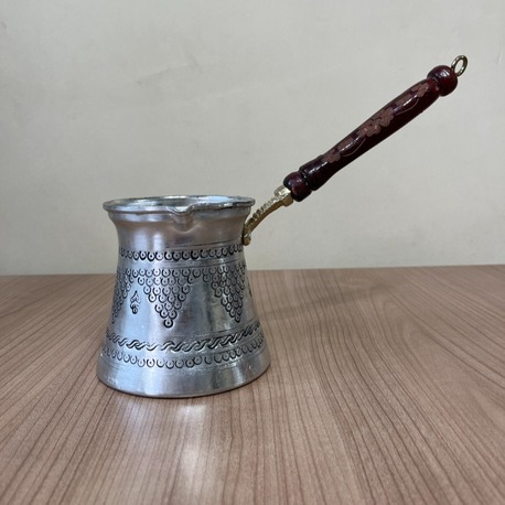 Kalaylı Eskitme Üzüm Desenli Bakır Cezve 