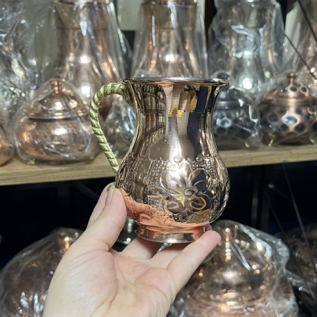 Keskili Çiçek Desenli Bakır Bardak