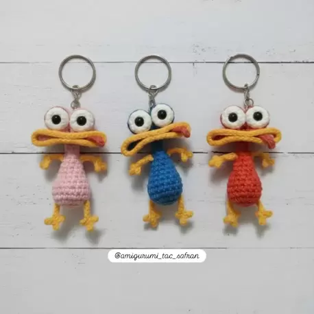 Amigurumi kurbağa anahtarlık