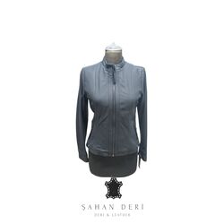 KADIN SİYAH SPOR DERİ CEKET MODEL NO AL1