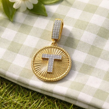 Zirkon Taşlı T Harf Gold Küpe | Paslanmaz Çelik Minimal Kadın Takısı