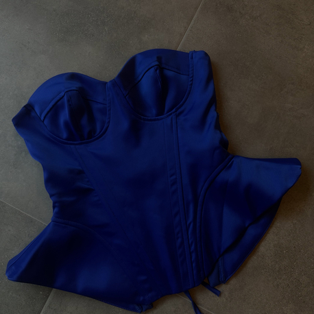Lacivert saten korse
