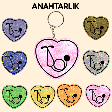 Stetoskoplu kalp 2 - anahtarlık