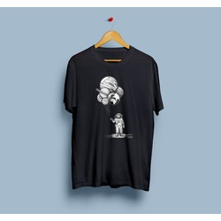 Astronot Gezegen Balonlar Baskılı Tshirt