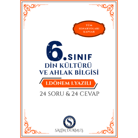 6. Sınıf Din Kültürü 1. Dönem 1. Yazılı Fasikülü (2026-2027 PDF)