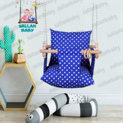 Sallan Baby Tavana Asılan Bebek Hamak Ev - Bahçe Tipi Çocuk Bebek Salıncak Hamak Puantiye Mavi
