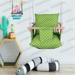 Sallan Baby Tavana Asılan Bebek Hamak Ev - Bahçe Tipi Çocuk Bebek Salıncak Hamak PuantiyeYeşil