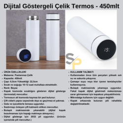 ÇELİK TERMOS DİJİTAL GÖSTERGELİ KİŞİSELLEŞTİRİLEBİLİR