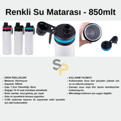 RENKLİ SU MATARASI KİŞİSELLEŞTİRİLEBİLİR