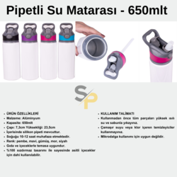 PİPETLİ SU MATARASI KİŞİSELLEŞTİRİLEBİLİR